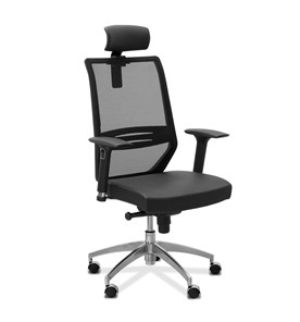 Кресло для руководителя Aero lux с подголовником, сетка/ткань TW / черная/черная в Ангарске