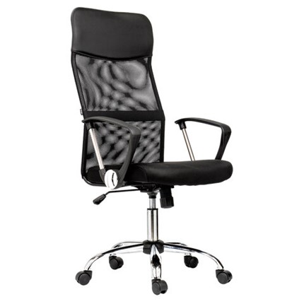 Кресло офисное BRABIX "Flash MG-302", с подлокотниками, хром, черное, 530867 в Братске - изображение