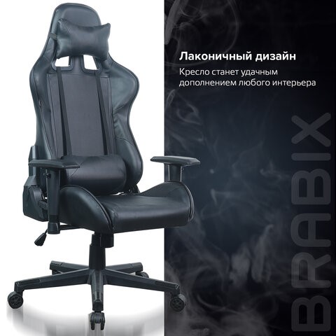 Кресло Brabix GT Carbon GM-115 (две подушки, экокожа, черное) 531932 в Братске - изображение 17