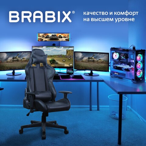 Кресло Brabix GT Carbon GM-115 (две подушки, экокожа, черное) 531932 в Братске - изображение 14