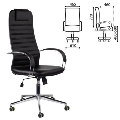 Компьютерное кресло Brabix Premium Pilot EX-610 CH (хром, кожзам, черное) 532418 в Братске - изображение 6