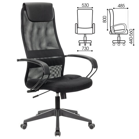Кресло офисное Brabix Premium Stalker EX-608 PL (ткань-сетка/кожзам, черное) 532090 в Братске - изображение 11