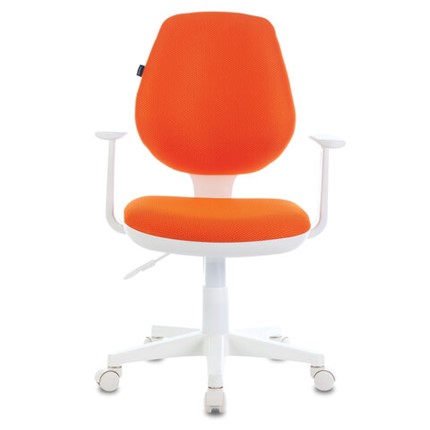 Кресло офисное Brabix Fancy MG-201W (с подлокотниками, пластик белый, оранжевое) 532410 в Ангарске - изображение