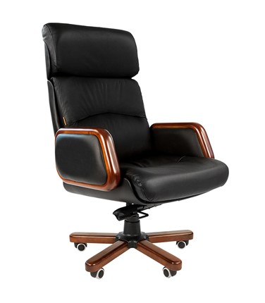 Кресло CHAIRMAN 417 кожа черная в Ангарске - изображение