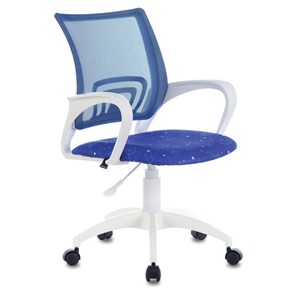 Кресло Brabix Fly MG-396W (с подлокотниками, пластик белый, сетка, темно-синее с рисунком "Space") 532405 в Братске