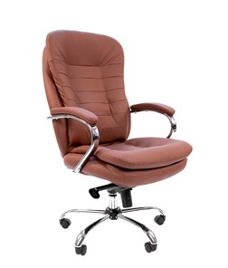 Кресло компьютерное CHAIRMAN 795 кожа, цвет коричневый в Братске