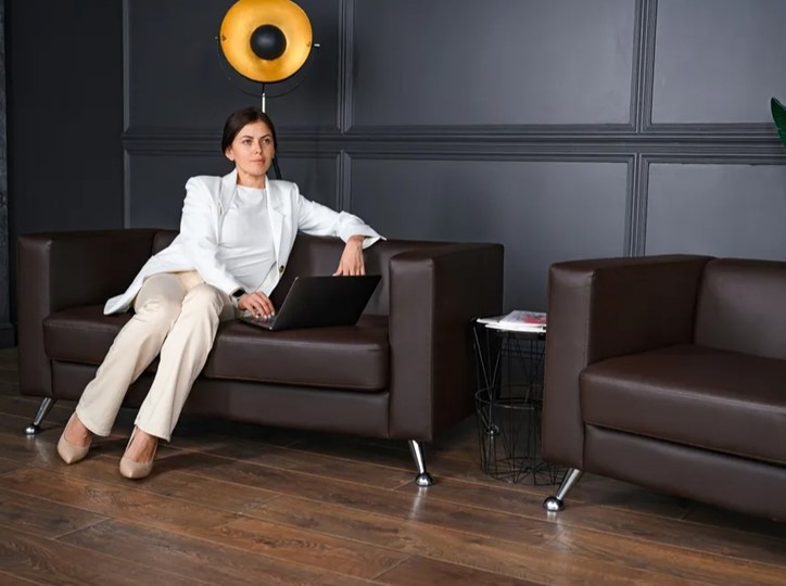 Комплект мебели Альбиони коричневый кожзам  диван 2Д + кресло в Ангарске - изображение 4