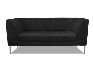 Мягкий офисный диван Сиеста 2-местный, ткань Сахара / черная С49 в Ангарске