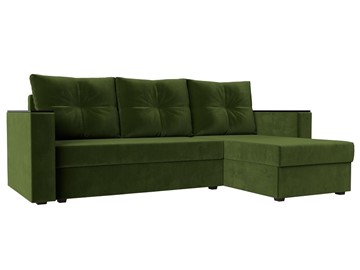 Угловой раскладной диван Атланта Лайт Б/С, Зеленый (Микровельвет) в Ангарске