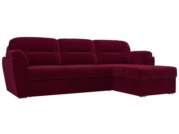 Угловой диван для гостиной Бостон, Бордовый (микровельвет) в Ангарске