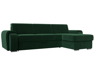 Угловой раскладной диван Лига-025, Зеленый (Велюр) в Братске