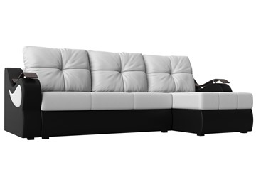 Угловой диван Меркурий, Белый/черный (экокожа) в Ангарске