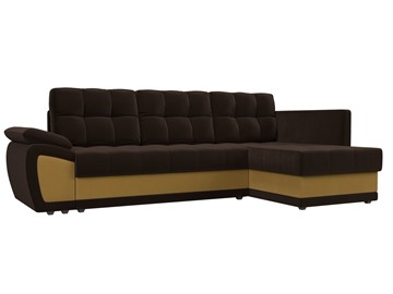 Угловой диван для гостиной Нэстор прайм, Коричневый/Желтый (микровельвет) в Ангарске