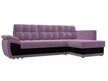 Угловой диван для гостиной Нэстор прайм, Сиреневый/Черный (микровельвет) в Ангарске