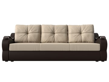 Прямой диван Меркурий еврокнижка, Бежевый/коричневый (экокожа) в Ангарске - предосмотр 1