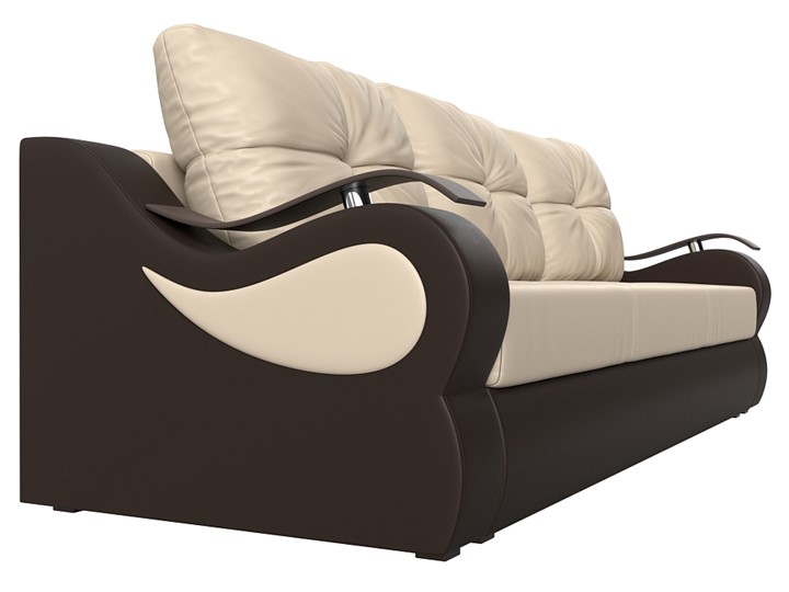 Прямой диван Меркурий еврокнижка, Бежевый/коричневый (экокожа) в Ангарске - изображение 2