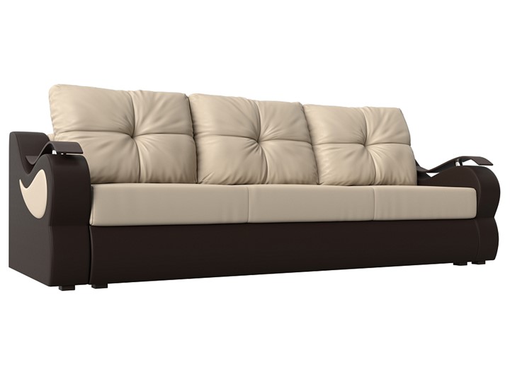 Прямой диван Меркурий еврокнижка, Бежевый/коричневый (экокожа) в Ангарске - изображение 4