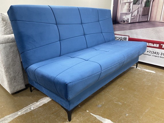 Прямой диван Ривьера БД 2022 Ground 10 синий велюр в Братске - изображение
