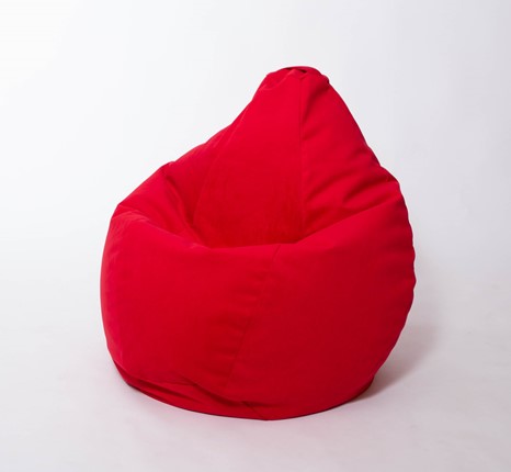Кресло-мешок Груша большое, велюр однотон, красное в Ангарске - изображение