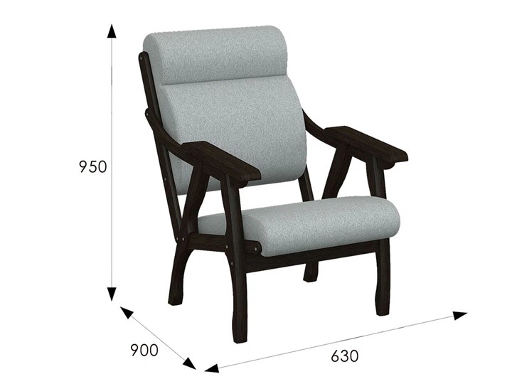 Кресло мягкое Вега 10 ткань серый, каркас венге в Ангарске - изображение 6