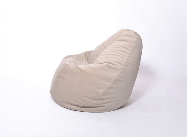 Кресло-мешок Груша среднее, велюр однотон, бежевое в Ангарске - изображение 2