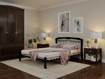 Кровать Муза 4 Лайт, 1600, черный/шоколад в Ангарске