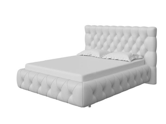 Спальная кровать Castello 160х200, Экокожа (Белый) в Ангарске - изображение