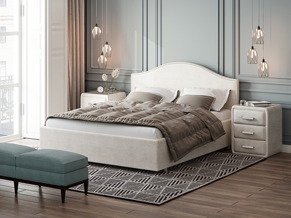 Кровать Classic 160х200, Велюр (Лофти Лён) в Ангарске - изображение