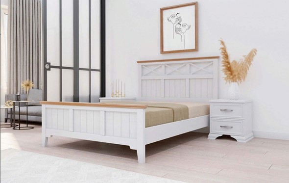 Кровать спальная Грация-5 карниз сосна (Белый Античный) 160х200 в Ангарске - изображение