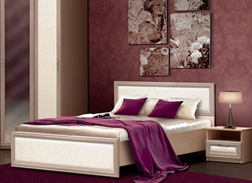 Кровать спальная Камелия, 1600, шимо светлый/белый кожзам в Ангарске