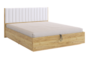 Двуспальная кровать с подъемным механизмом Адам, дуб крафт золотой/белоснежный (экокожа) в Ангарске