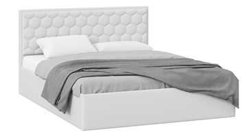 Кровать 2-спальная с подъемным механизмом Порто (Экокожа белая Polo) без заглушины в Ангарске