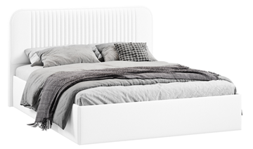 Спальная кровать с подъемным механизмом с заглушиной Тиффани тип 1 (Экокожа белая Polo) в Ангарске
