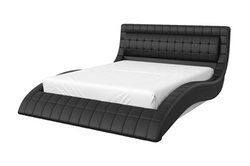 Кровать Виргиния 160х200 (кожзам черный) с основанием в Ангарске