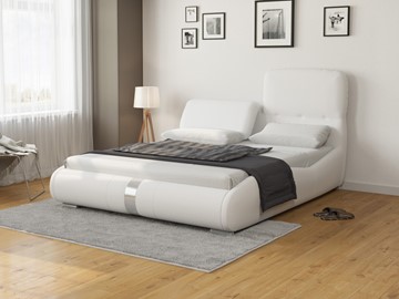 Спальная кровать Лукка 160х200, Экокожа (Белый) в Ангарске