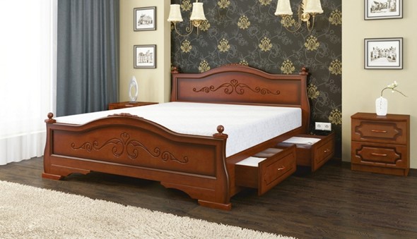Кровать с выкатными ящиками Карина-1 (Орех) 160х200 в Ангарске - изображение