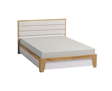 Кровать двуспальная Айрис 306 1800 с гибкими ламелями металл, Белый-Дуб золотистый в Ангарске