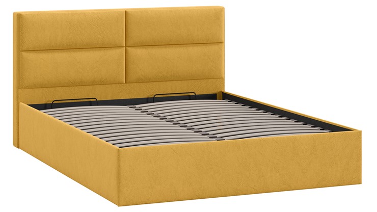 Кровать с подъемным механизмом Глосс Тип 1 (Микровелюр Wellmart Yellow) в Братске - изображение 2