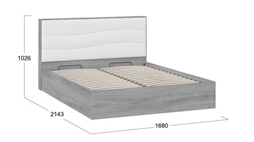 Кровать с подъемным механизмом Миранда тип 1 (Дуб Гамильтон/Белый глянец) в Братске - предосмотр 1