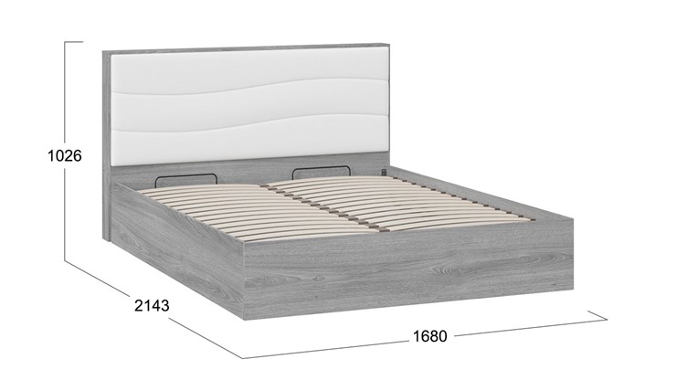 Кровать с подъемным механизмом Миранда тип 1 (Дуб Гамильтон/Белый глянец) в Братске - изображение 1