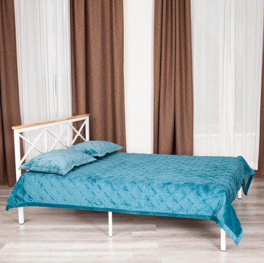Кровать с основанием Iris (mod.9311) дерево гевея/металл, 160*200 см (Queen bed), Белый (White) в Ангарске - изображение 9