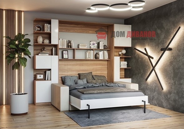 Кровать-шкаф с диваном Дина, 1400х2000 в Ангарске - изображение