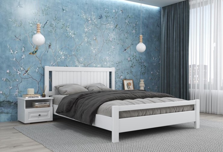 Кровать спальная Ванесса из массива сосны (Белый Античный) 160х200 в Ангарске - изображение 1