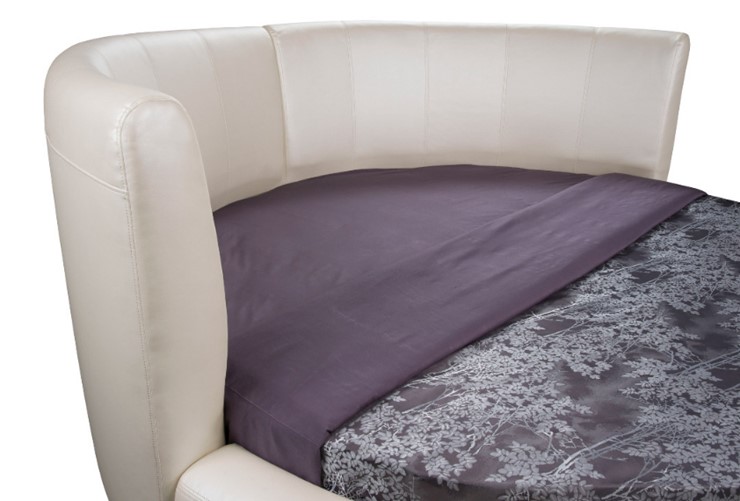 Круглая кровать Luna 200х200, Экокожа (Молочный перламутр) в Ангарске - изображение 1