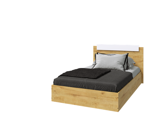 Кровать односпальная Эко 900 ЛДСП, Дуб вотан/Белый в Братске - изображение