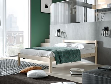 Спальная кровать Рино с опорными брусками 90х200 массив сосны, без покрытия в Ангарске