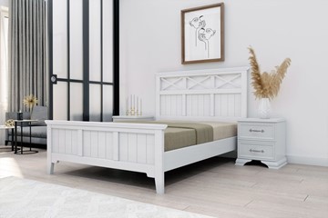 Полутороспальная кровать Грация-5 с белым карнизом (Белый Античный) 140х200 в Ангарске - предосмотр 1