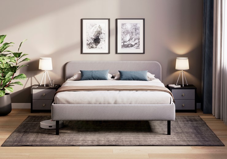 Спальная кровать Hanna 140х200 с основанием (Багама серый) в Ангарске - изображение 1