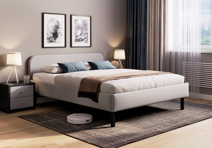 Спальная кровать Hanna 140х200 с основанием (Багама серый) в Ангарске - изображение 2