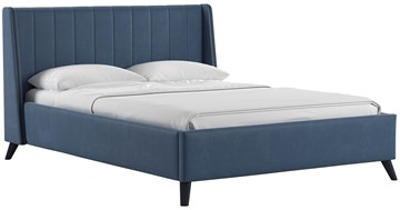 Полуторная кровать Мелисса 140, арт. Тори 83 велюр (серо-синий) + кроватное дно в Ангарске